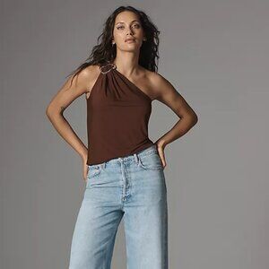 Dolan Left Coast One-Shoulder Buckle Top Sleeveless Size L Brown